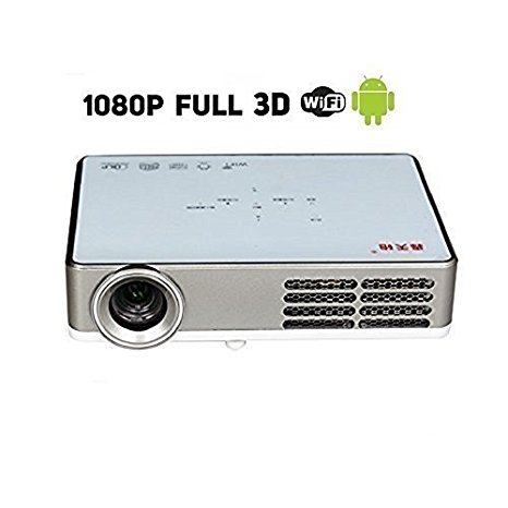 PONER SAUND DLP-300W Portable Wifi DLP Mini Android 4.4 Smart 3D HD Projector with HDMI, USB, VGA for Blue-ray player, XBOX, PlayStation3 or other gaming consolents, Conference Rooms (White)