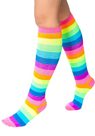 Sidecca Knee High Neon Rainbow Socks