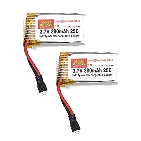 Holy Stone 2PCs of 3.7V 380mAh Lipo Battery for RC Quadcopter Holy Stone HS170,HS107C,F180W,F180C,Hubsan X4, H107D H107L (2 pcs)