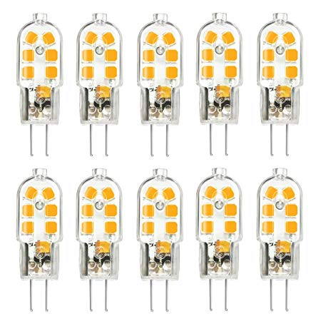 KingSo G4 LED Bulb 10 Pack, Bi-pin G4 Base 10~20W Halogen Bulb Replacement, AC/DC 12 Volt 3000K - Warm White