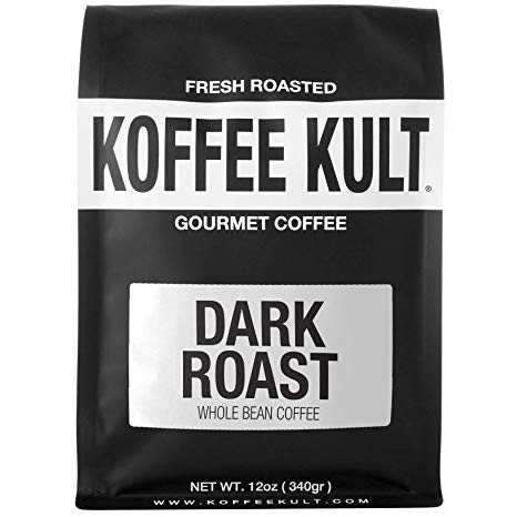 Koffee Kult Coffee Beans Dark Roasted - Highest Quality Delicious Organically Sourced Fair Trade - Whole Bean Coffee - Fresh Gourmet Aromatic Artisan Blend (12oz)