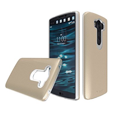 LG V10 case, Toiko [X-Guard] [Gold]. A sturdy, beautiful, protective case made of two layers perfect fit for LG V10 2015 mobile phone case (TK113115).