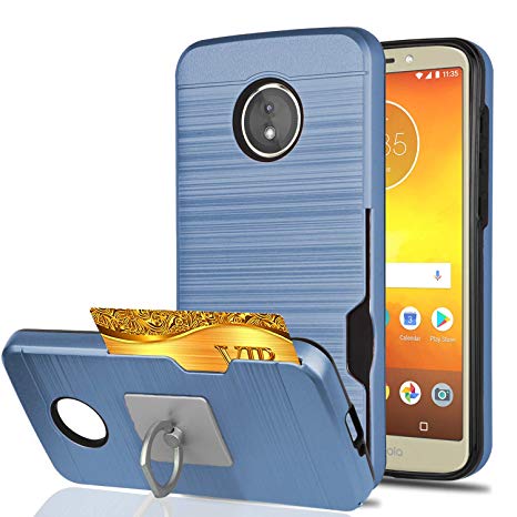 Moto E5 Cruise Case,Moto E5 Play Cases with Phone Stand,Ymhxcy [Credit Card Slots Holder][Brushed Texture] Dual Layer Shockproof Protective Cover for Motorola Moto E (5th Generation)-LCK Metal Slate