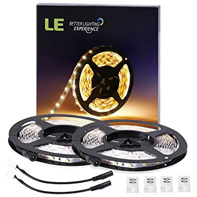 LE 2 Pack LED Flexible Strip Lights, 300 Units SMD 3528 LEDs, 5m 12V DC Non-waterproof Light Strips, LED ribbon, Garden/Home/Kitchen/Car/Bar, DIY Party Decoration Lighting , Warm White