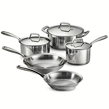 Tramontina 80101/201DS Gourmet Prima Stainless Steel Tri-Ply Base Cookware Set, 8 Piece, Made in Brazil