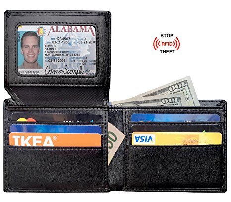 RFID Blocking Wallet for Men Leather RFID Wallet Card Holder Purse Bifold Wallet