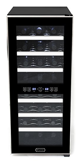 Whynter WC-241DS 24 Bottle Dual Zone Touch Control Wine Cooler, Black with Stainless Steel Trim