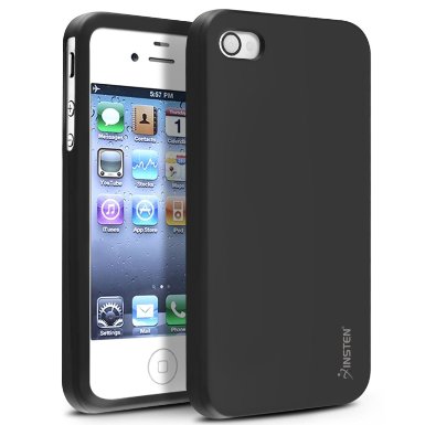 Insten Soft Black Silicone Rubber Case Compatible with iPhone 4 4S 4G 4GS G