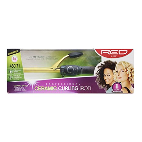 Kiss Products Red Ceramic Curling Iron, 0.62 Inch, 1 Pound