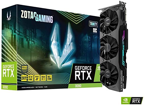 ZOTAC Gaming GeForce RTX 3090 Trinity OC 24GB GDDR6X 384-bit 19.5 Gbps PCIE 4.0 Gaming Graphics Card, IceStorm 2.0 Advanced Cooling, Spectra 2.0 RGB Lighting, ZT-A30900J-10P