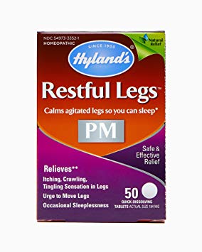 Restful Legs Nighttime PM Tablets by Hyland's, Natural Itching, Crawling, Tingling and Leg Jerk Relief, 50 Count