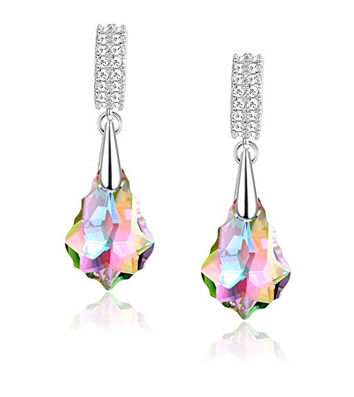 KesaPlan Crystal Earrings Dangle Earrings Crystal Drop Earrings for Girls, Sterling Silver Crystal Drop Earrings for Women