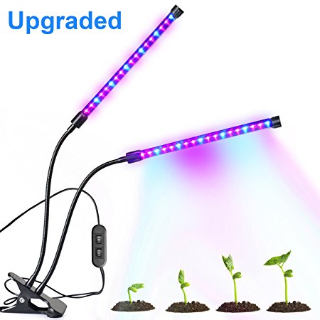 Bchway Dual-lamp Grow Light 36LEDs Dimmable 2 Levels LED Plant Grow Lamp Lights with 360 Degree Adjustable Flexible Gooseneck Indoor Home Office Plants Hydroponics Greenhouse Gardening