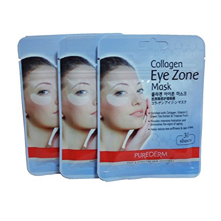 PUREDERM Collagen Eye Zone Mask Pad Patches - Wrinkle Care, Dark Circles Whitening (3 Pack (90 Sheet))