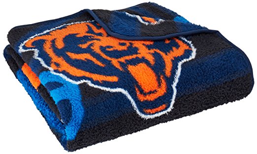 NFL Chicago Bears 50-Inch-by-60-Inch Sherpa on Sherpa Throw Blanket "Strobe" Design