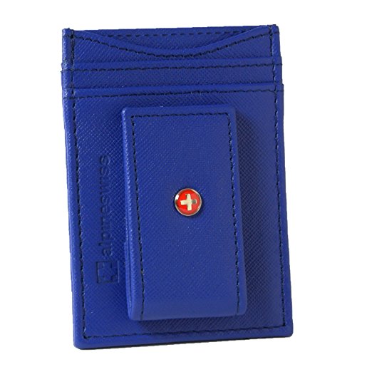 Alpine Swiss Mens Wallet Leather Money Clip Thin Slim Front Pocket Wallet