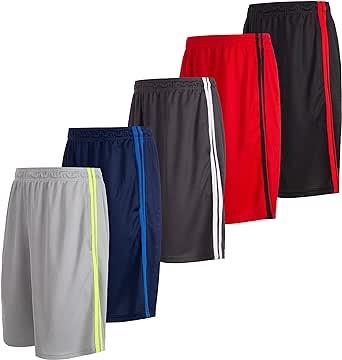 Essential Elements 3 Pack: Mens Quick Dry Active Performance Athletic Cationic Basketball Shorts with Pockets