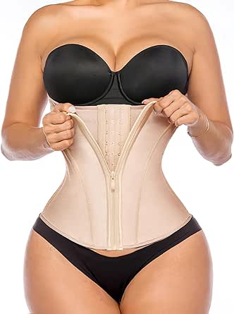 YIANNA Waist Trainer for Women Latex Underbust Tummy Control Waist Cincher Corset Hourglass Body Shaper Zipper and Hooks