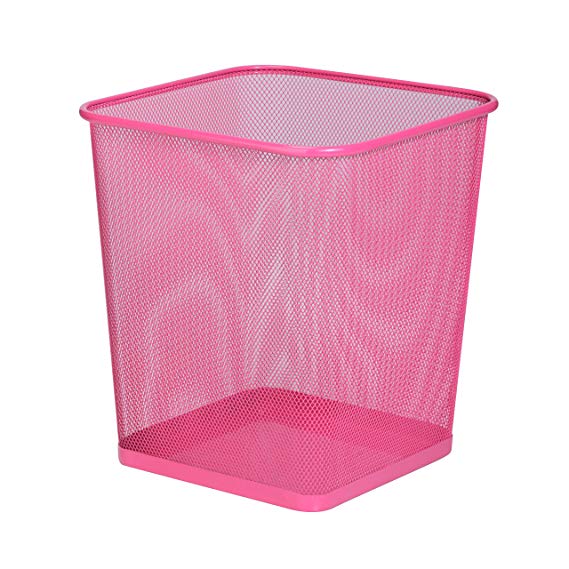 Honey-Can-Do TRS-05085 Square Mesh Trash Basket, 10.5 x 10.5 x 11.7, Pink