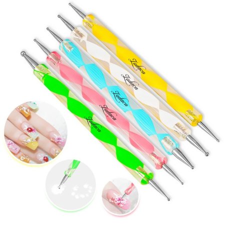 DragonPad 5pcs 2-ways Acrylic Uv Gel Nail Art Design Tips Dotting Painting Brush Pen Set