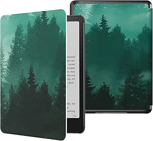 MoKo Case for All-New 7" Kindle Paperwhite 12th Gen 2024&Kindle Colorsoft Signature Edition 2024, Lightweight PU Protective Shell Cover with Auto Wake/Sleep for Kindle Paperwhite 2024, Green Forest