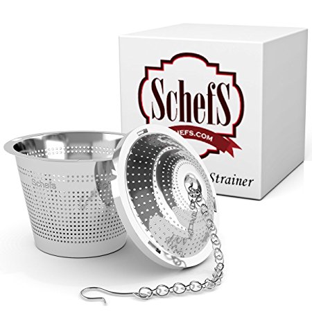 Schefs Multi Cup Premium Tea Infuser - Stainless Steel - Perfect Strainer for Loose Leaf Tea in the Kettle or for a Pitcher of Iced Tea.
