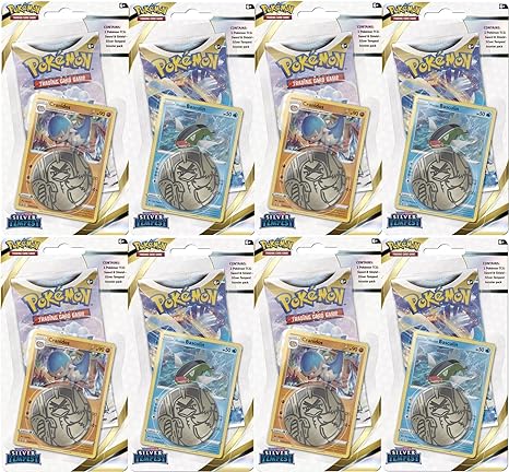 Pokemon TCG: Sword & Shield Silver Tempest Checklane Blister Cranidos and Basculin Bundle Pack - 8 Packs 80 Cards