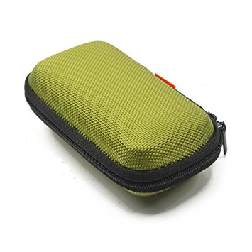 GLCON Rectangle Shaped Portable Protection Hard EVA Case,Mesh Inner Pocket,Zipper Enclosure Durable Exterior,Lightweight Universal Carrying Bag Wired/ Bluetooth Headset Charger Change Purse,Green