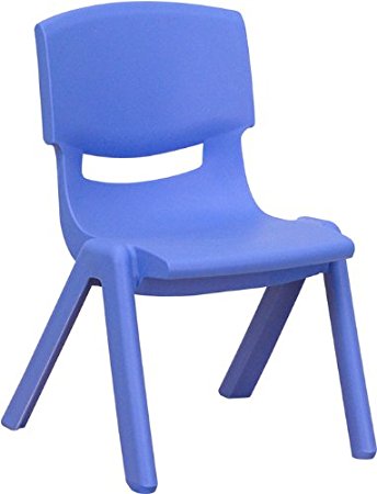 Flash Furniture YU-YCX-003-BLUE-GG Blue Plastic Stackable School Chair with 10-1/2-Inch Seat Height