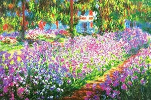 Claude Monet Flower Poster Irises in Monets Garden Impressionist Nature Landscape Wall Art Print French Decor Cool Wall Art Print Poster 16x24