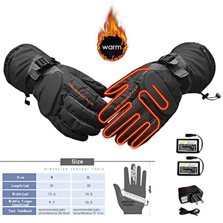 Electric Heated Gloves with 2 Rechargeable Lithium Battery for Men and Women, Winter Warm Gloves for Outdoor Sports Cycling, Motorcycle Hiking, Skiing, Mountaineering
