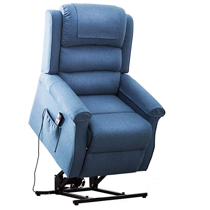 Irene House Power Modern Transitional Lift Chair Recliners with Soft Linen（Brushed ） Fabric (Blue)