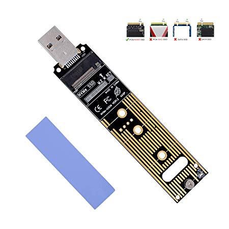 NVMe to USB Adapter, M.2 SSD to USB 3.1 Type A Card, M.2 PCIe Based M Key Hard Drive Converter Reader as Portable SSD 10 Gbps USB 3.1 Gen 2 Bridge Chip Support Windows XP 7 8 10, MAC OS