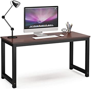 Halter Portable Simple Metal & Wood Desk | Easy Assembly | Multipurpose & Assembled Small Desk | Laptop Desk, Home/Office Desk, Bedroom & Living Room Desk | Urban & Modern Minimalist Style(Teak-Black)