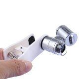 DBPOWER 60X Clip on Pocket Microscope Illuminated Magnifier Lens with LED and UV Lights for Universal Smartphones iPhone Sumsung HTC Nokia Sony
