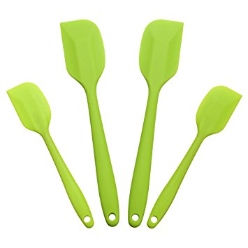 Silicone Spatula,Xpatee 4-Piece 600ºF Heat-Resistant Baking Spatulas Non-stick Flexible Rubber Spatulas with Stainless Steel Core (Green)