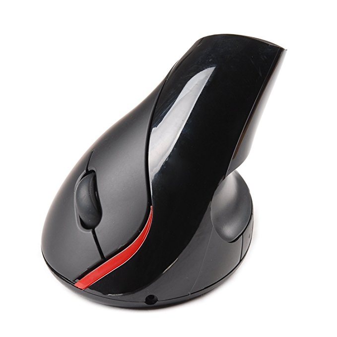 JTD Wireless Mouse Ergonomic Vertical Mouse USB 2.4G Optical Mice for PC Office Using - Reduce Hand/Wrist Pain (Black)