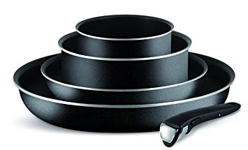 Tefal Ingenio Essential Non-stick Saucepan Set, 5 Pieces - Black