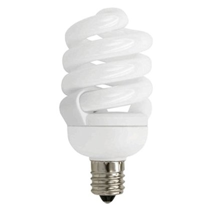 TCP 48918C41K CFL Spring Lamp - 75 Watt Equivalent (only 18W used!) Bright White (4100K) Candelabra Base Spiral Light Bulb