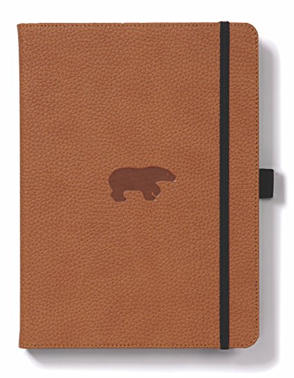 Dingbats Wildlife Medium A5  (6.3 x 8.5) Hardcover Notebook - PU Leather, Micro-Perforated 100gsm Cream Pages, Inner Pocket, Elastic Closure, Pen Holder, Bookmark (Lined, Brown Bear)