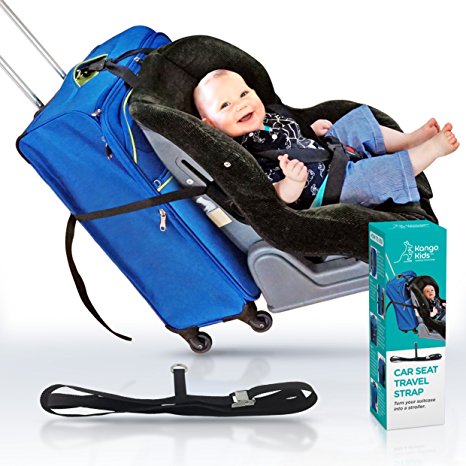 CAR SEAT STRAP- Turn your CarSeat and Carry-On Luggage into an Airport Stroller - Best for Easy, Stress-Free Travel with Baby and Toddlers.