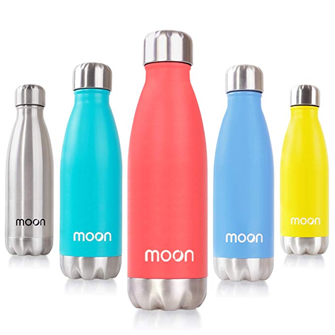 Moon Bottle - Premium Insulated Stainless Steel Metal Water Bottles - 24hrs Cold 12hrs Hot - Double Walled, Reusable, BPA Free, Leakproof Guarantee