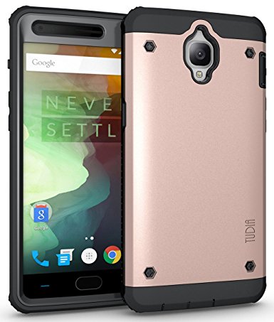 OnePlus 3T / OnePlus 3 Case, TUDIA OMNIX [Heavy Duty] Hybrid [Full-body] Case with Front Cover and Built-in Screen Protector / Impact Resistant Bumpers for OnePlus 3T, OnePlus 3 (Rose Gold)