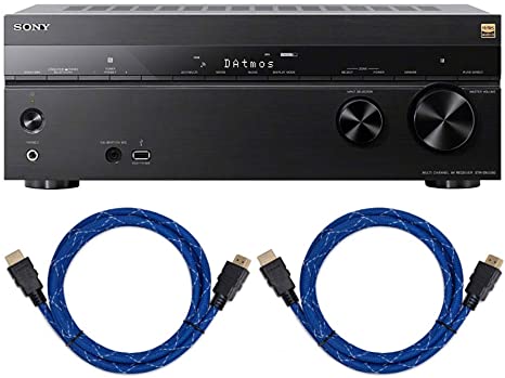 Sony STR-DN1080 7.2-Channel Dolby Atmos Surround Sound AV Home Theater Receiver with 2X Knox Gear Nylon-Braided 4K HDMI Cables (6-Foot Each) Bundle (3 Items)