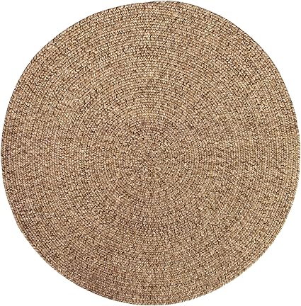 Super Area Rugs Brown Woven Braided Rug Rustic Living Indoor/Outdoor Braided Rug - Soft & Reversible Round 3' x 3'