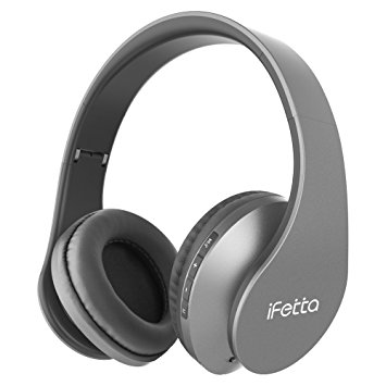 Ifecco Bluetooth Over-ear Stereo Headphones, 4 in 1 Upgrade Bluetooth Headsets with Micro Support SD/TF Card for iPhone 7plus iPad, Samsung, Bluetooth Devices (Cool Gray)