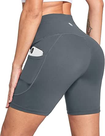 BALEAF Women's 6"/8" High Waisted Biker Shorts with Pockets for Gym Workout Yoga Running Athletic