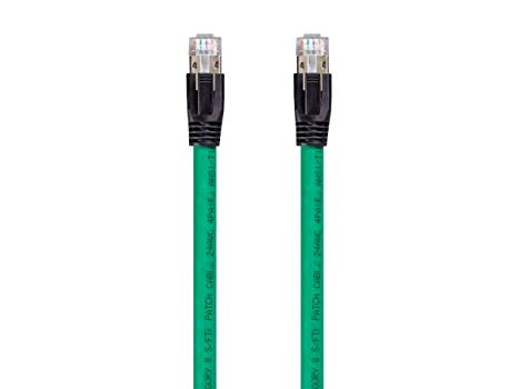 Monoprice Cat8 Ethernet Network Cable - 7 feet - Green | 2GHz, 40G, 24AWG, S/FTP - Entegrade Series