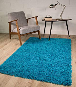 The Rug House Soft Non Shed Thick Plain Easy Clean Shaggy Rugs Ontario - 16 Colours and 8 (Teal 60x110cm)