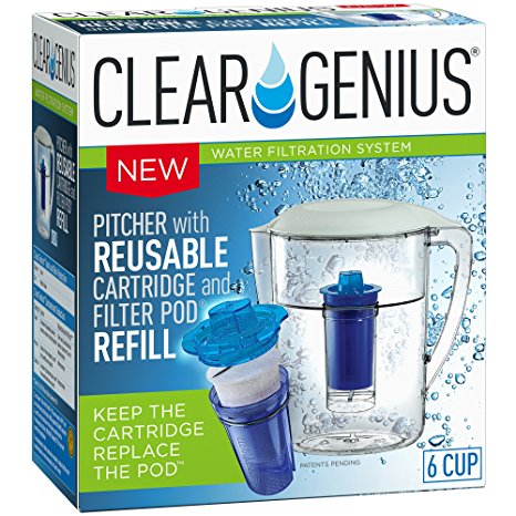 Clear Genius Water Pitcher Filtration System. BPA-free. FWP-1